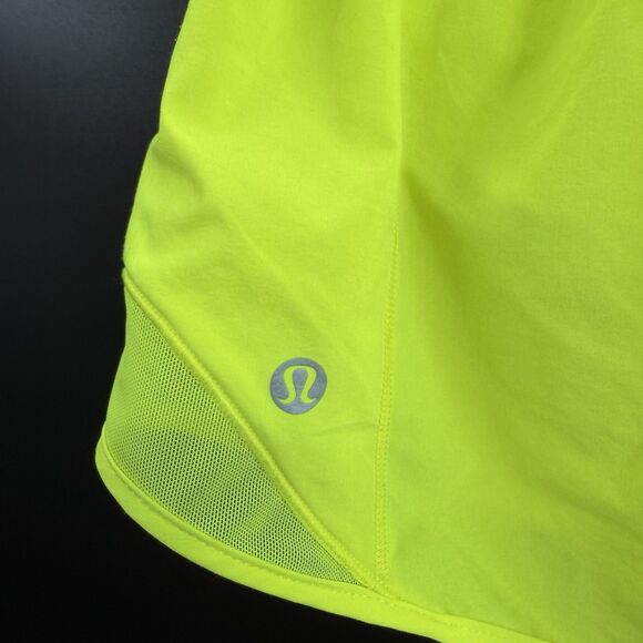 Lululemon Hotty Hot High Rise Size 6 Lined 4” Highlight Yellow Running Shorts - Picture 3 of 6